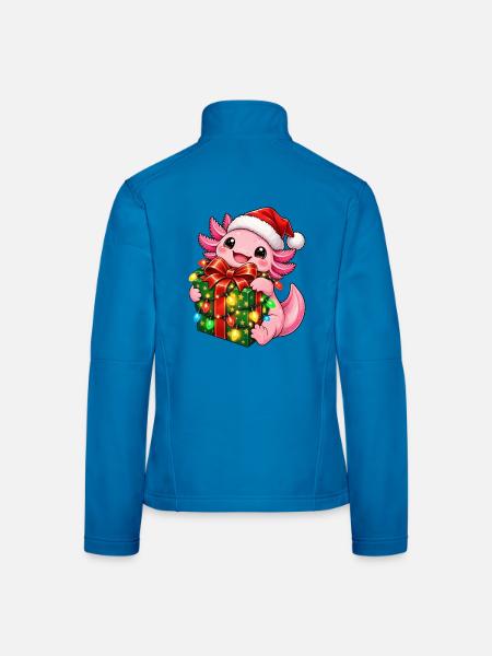 Weihnachtsdrache mit Geschenk - Frauen Softshelljacke - Lichtblau - Hinten