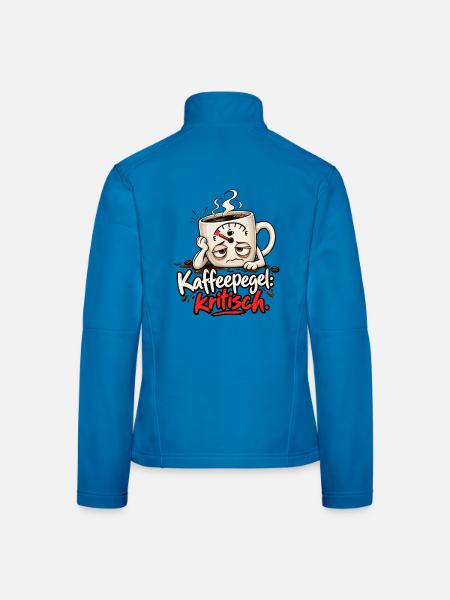 Lustiges Kaffeemotiv - Kaffeepegel kritisch   - Frauen Softshelljacke - Lichtblau - Hinten