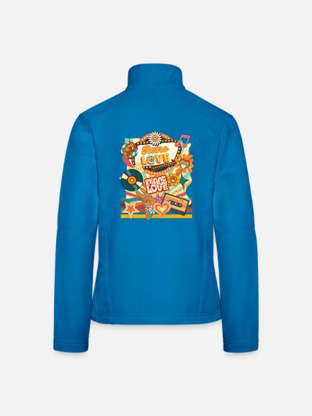 Retro Peace Love - Frauen Softshelljacke - Lichtblau - Hinten