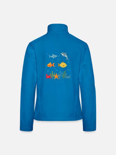 Hai Unterwasser Kinder Delfin Fisch Meeresleben - Frauen Softshelljacke - Lichtblau - Hinten