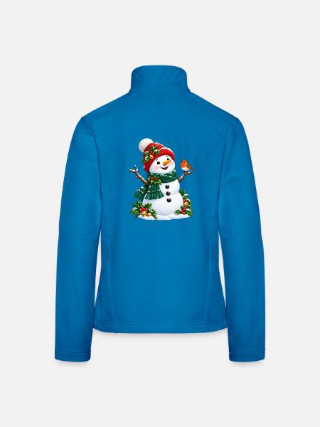 Winter Schneemann mit roter Mütze - Frauen Softshelljacke - Lichtblau - Hinten