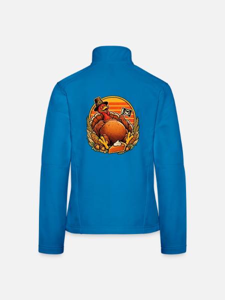 Thanksgiving Truthahn Ultraschall Retro Baby - Frauen Softshelljacke - Lichtblau - Hinten