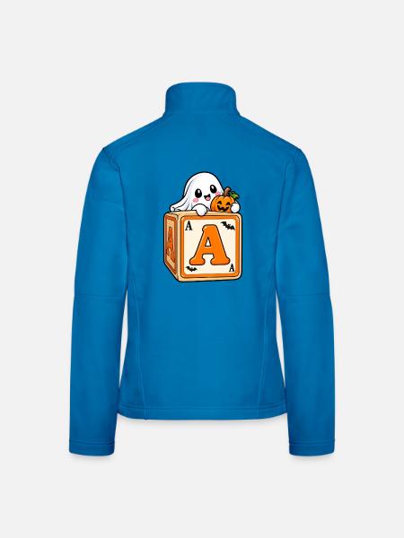 Kürbisgeist auf Spielwürfeln - Frauen Softshelljacke - Lichtblau - Hinten