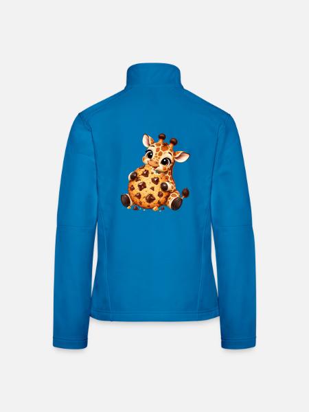 Süße Cartoon Giraffe mit Keks Naschen - Frauen Softshelljacke - Lichtblau - Hinten