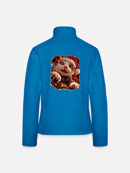 Verrückte Weihnachtskatze – Bescherung mit Krallen - Frauen Softshelljacke - Lichtblau - Hinten