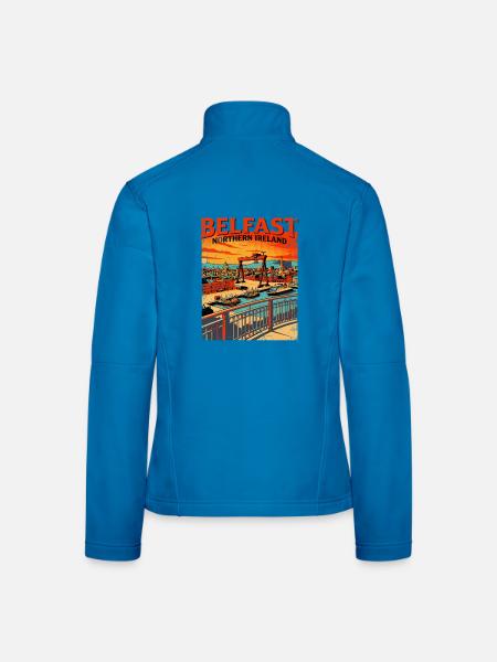 Belfast Northern Ireland Retro City Skyline - Frauen Softshelljacke - Lichtblau - Hinten