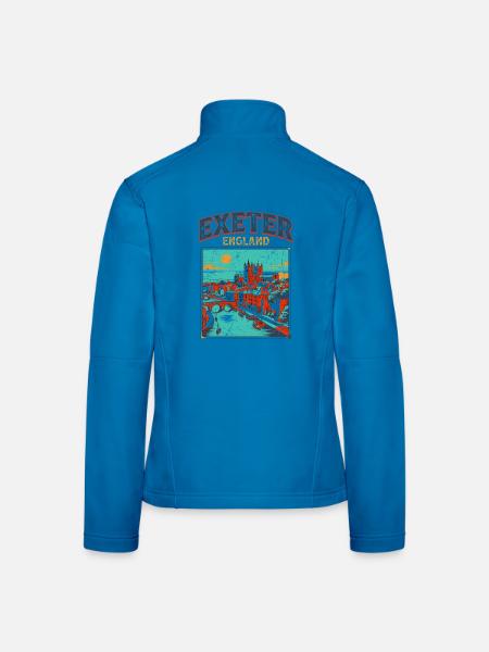 Vintage Exeter England Cityscape Retro Travel - Frauen Softshelljacke - Lichtblau - Hinten