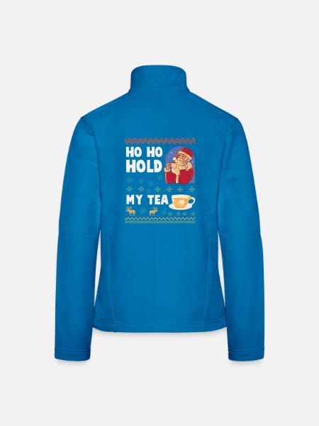 Ho Ho Hold My Tea – Weihnachtsmann trinkt Tee - Frauen Softshelljacke - Lichtblau - Hinten
