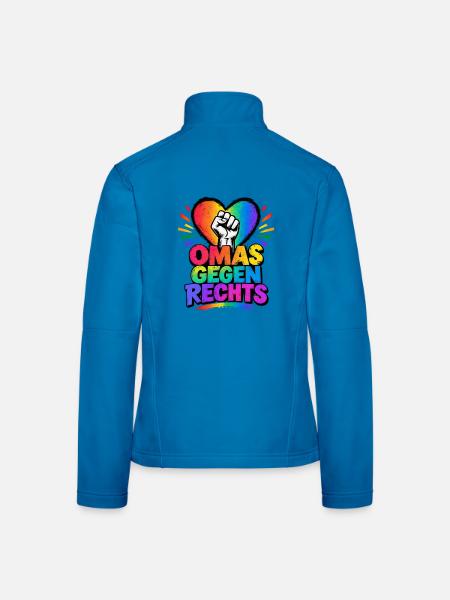 OMAS GEGEN RECHTS – Regenbogen Herz - Frauen Softshelljacke - Lichtblau - Hinten
