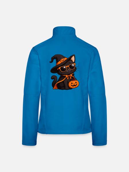 Halloween-Katze mit Kürbiskorb - Frauen Softshelljacke - Lichtblau - Hinten