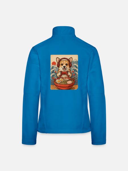 Corgi Gamer mit Controller und Nudelsuppe - Frauen Softshelljacke - Lichtblau - Hinten