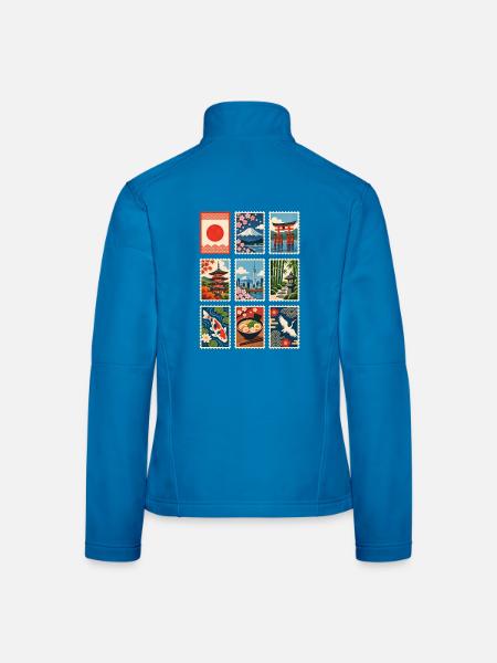 Japan Briefmarken - Frauen Softshelljacke - Lichtblau