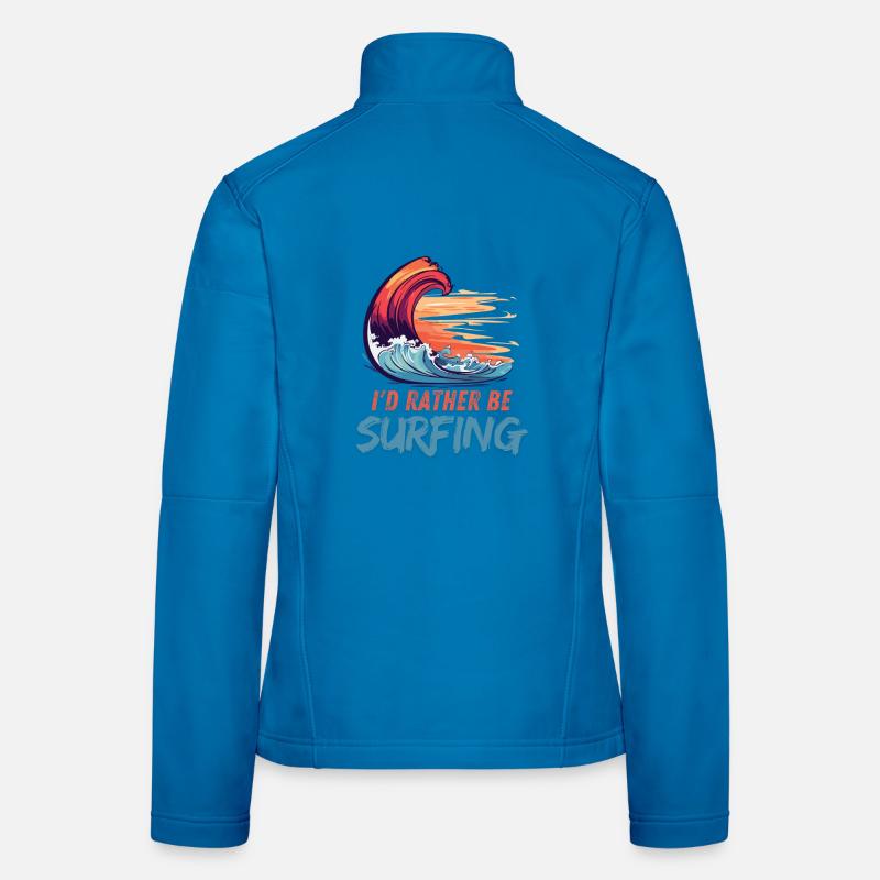I'd Rather Be Surfing Wave Artwork - Women's Softshell Jacket - light blue