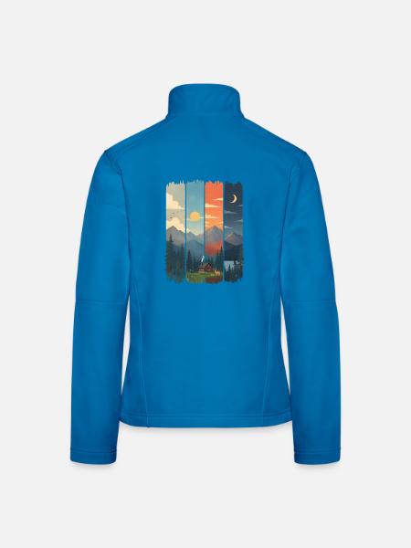 Horizons in four mountain panels - Women's Softshell Jacket - light blue - Back
