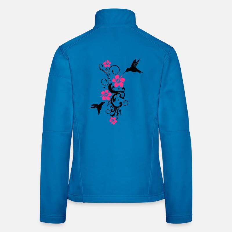 Colibri avec des fleurs d'hibiscus Veste en tissu softshell Femme