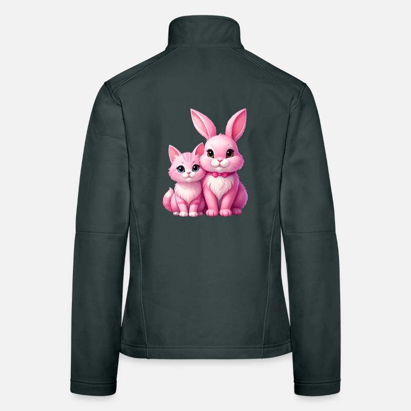 Le lapin rose et le chat comme peluches Veste en tissu softshell Femme