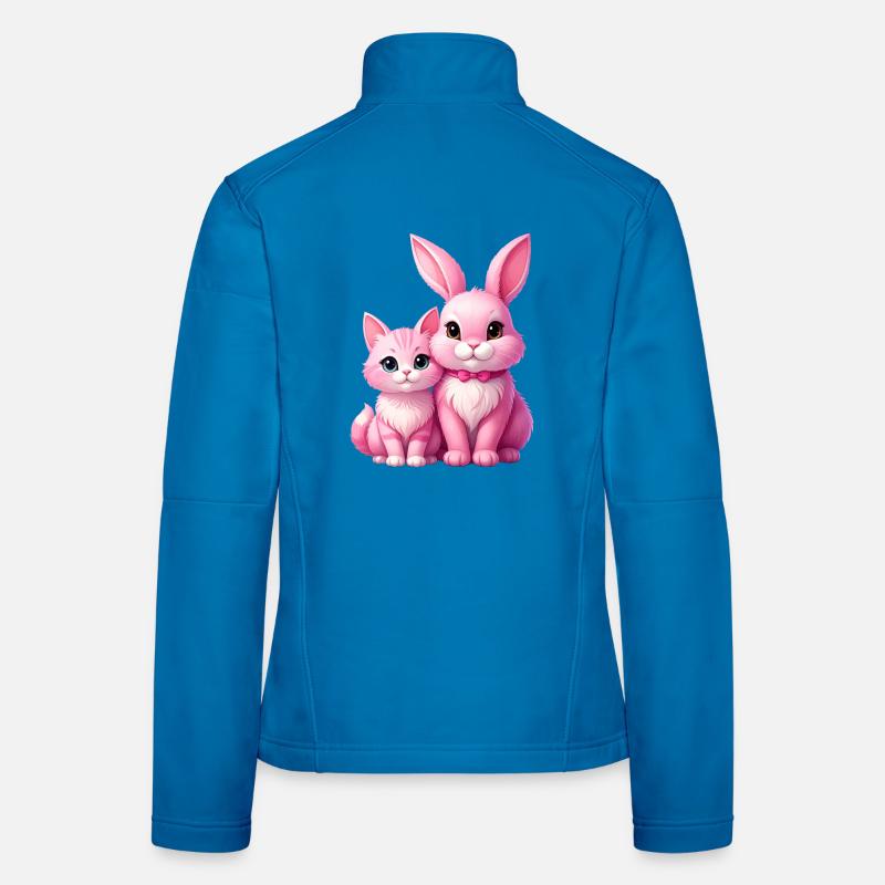 Le lapin rose et le chat comme peluches Veste en tissu softshell Femme