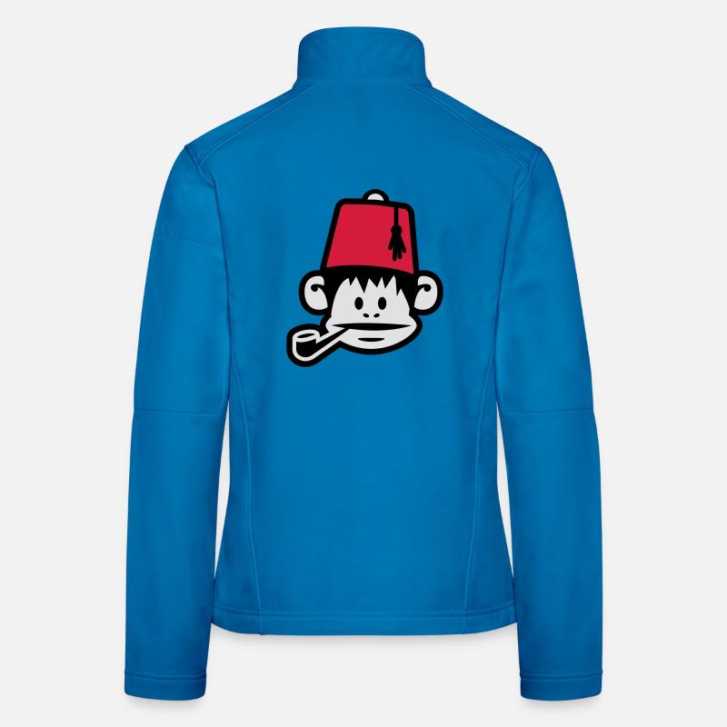 monkey fez ape primat affe pipe smoker Women's Softshell Jacket