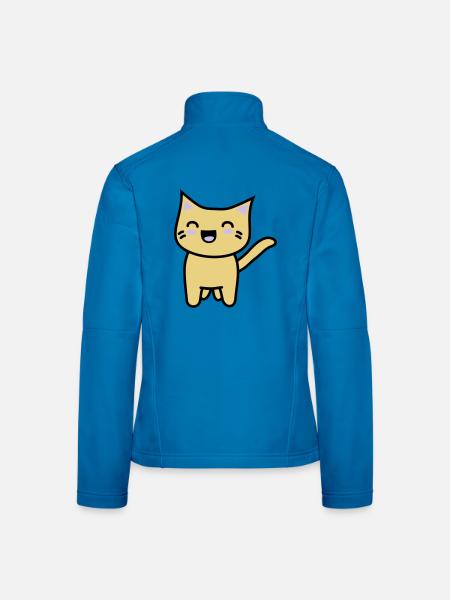 Kawaii Kitteh freut sich - Frauen Softshelljacke - Lichtblau - Hinten