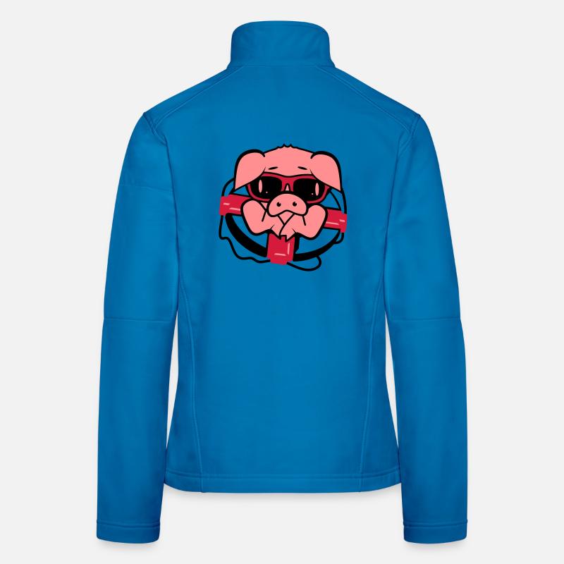 Schwein mit Brille und Rettungsring - Frauen Softshelljacke - Lichtblau