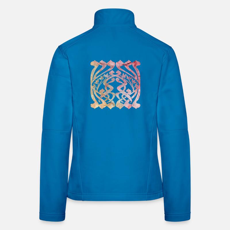 Watercolour leaf pattern with floral design - Women's Softshell Jacket - light blue