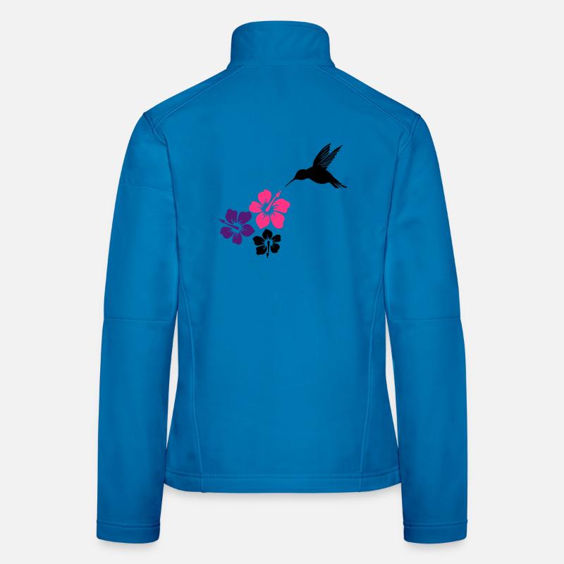 Colibri avec des fleurs d'hibiscus Veste en tissu softshell Femme