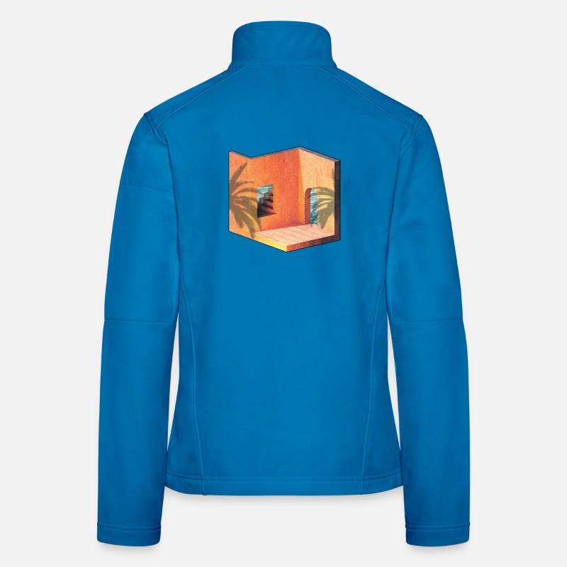 Sun sea architecture summer isometric palm tree - Women's Softshell Jacket - light blue