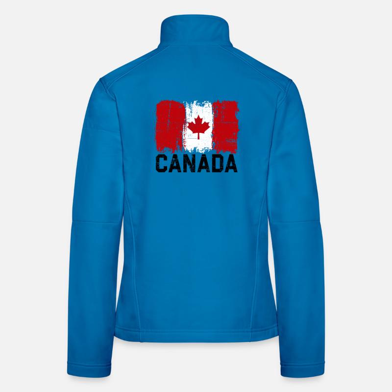 Grunge Canada Flag Maple Leaf Art Women's Softshell Jacket
