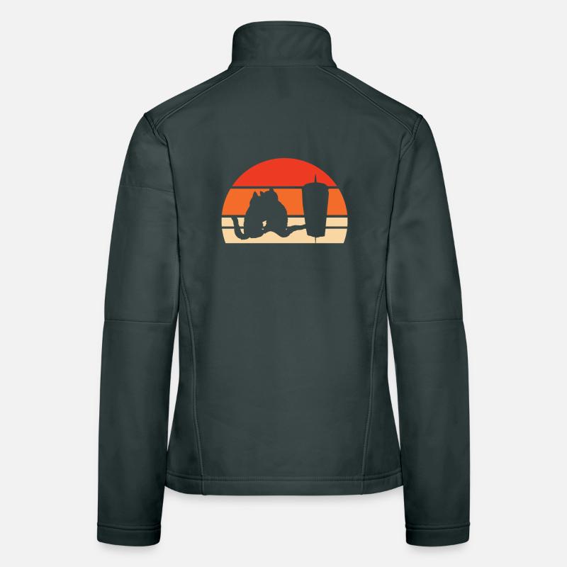 Conception stylisée de chat et de fenêtre de bureau Veste en tissu softshell Femme