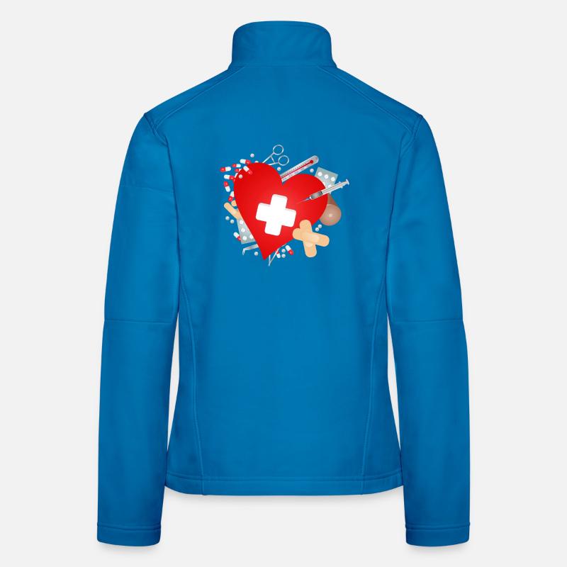 Erste Hilfe Set oder Reiseapotheke mit Herz - Frauen Softshelljacke - Lichtblau
