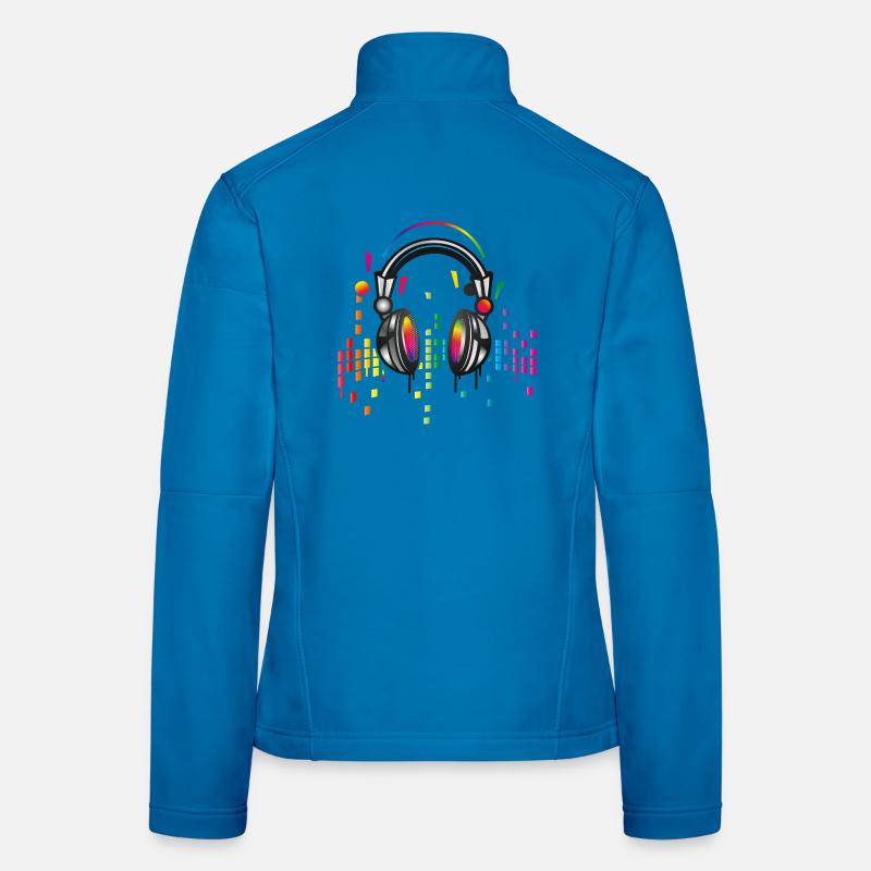 Kopfhörer mit bunter Equalizer Zeichnung Frauen Softshelljacke