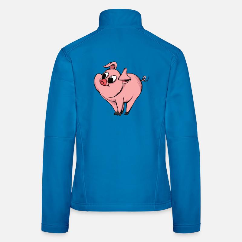 Conception de dessin animé de cochon ludique Veste en tissu softshell Femme