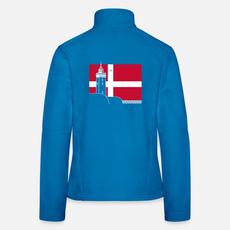 Drapeau du Danemark avec phare de Rubjerg Knude Veste en tissu softshell Femme