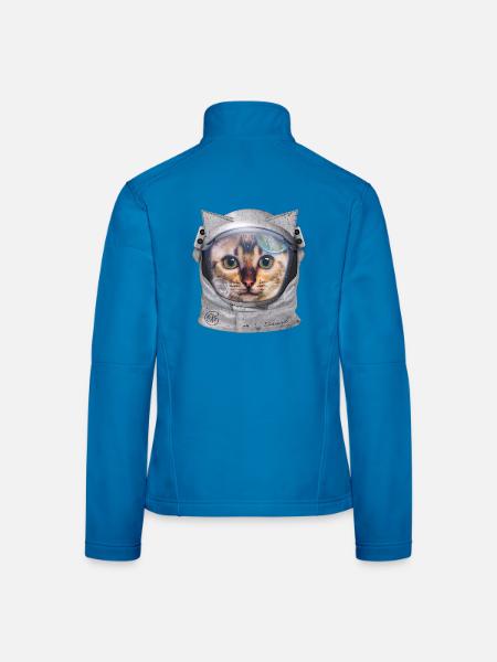 Katze Astronaut im Weltall für Katzenliebhaber - Frauen Softshelljacke - Lichtblau - Hinten