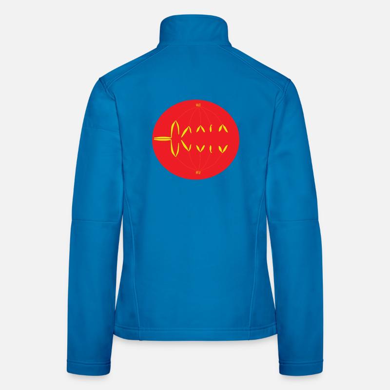 Anaphase zwei der Meiose in rot und gelb - Frauen Softshelljacke - Lichtblau