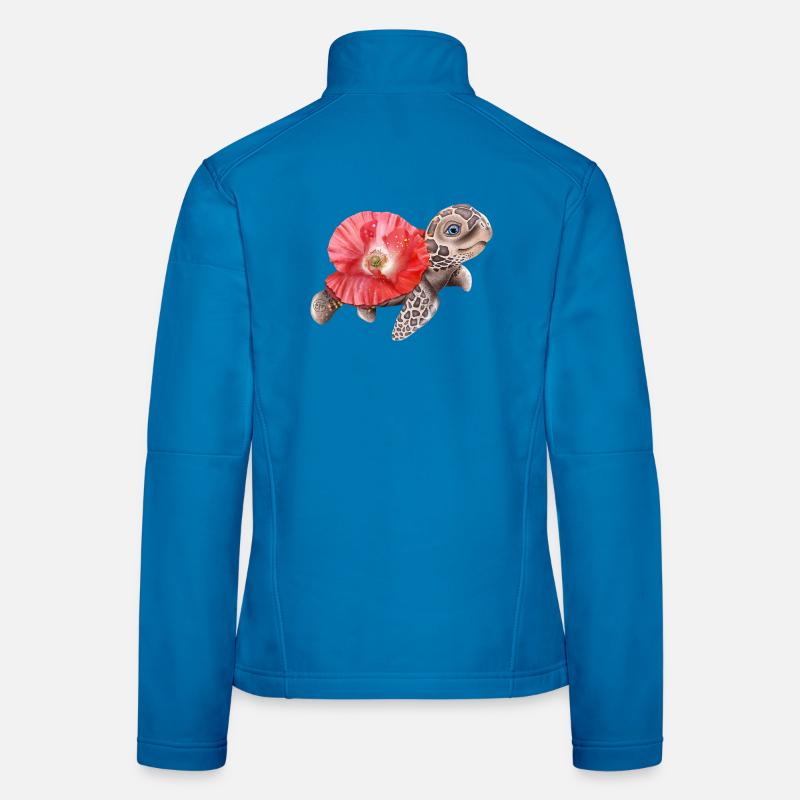 Süße Schildkröte mit Mohnblume - Frauen Softshelljacke - Lichtblau