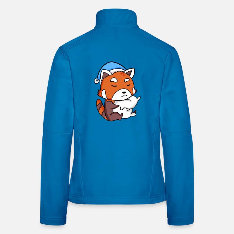 red panda with pillow and sleeping cap Women's Softshell Jacket