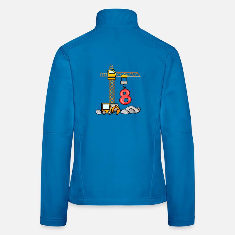 8. Geburtstag 8 Jahre Kran Baustelle Junge - Frauen Softshelljacke - Lichtblau