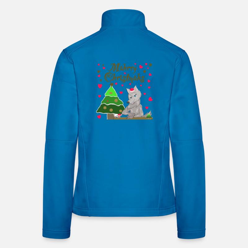 Iconic wolf has Christmas sheep under the tree Women's Softshell Jacket