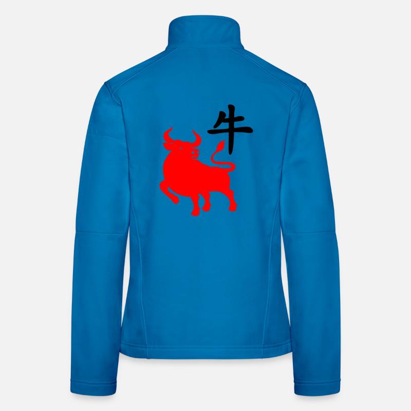 Chinesisches Zeichen rotes os mit os-Bild - Frauen Softshelljacke - Lichtblau
