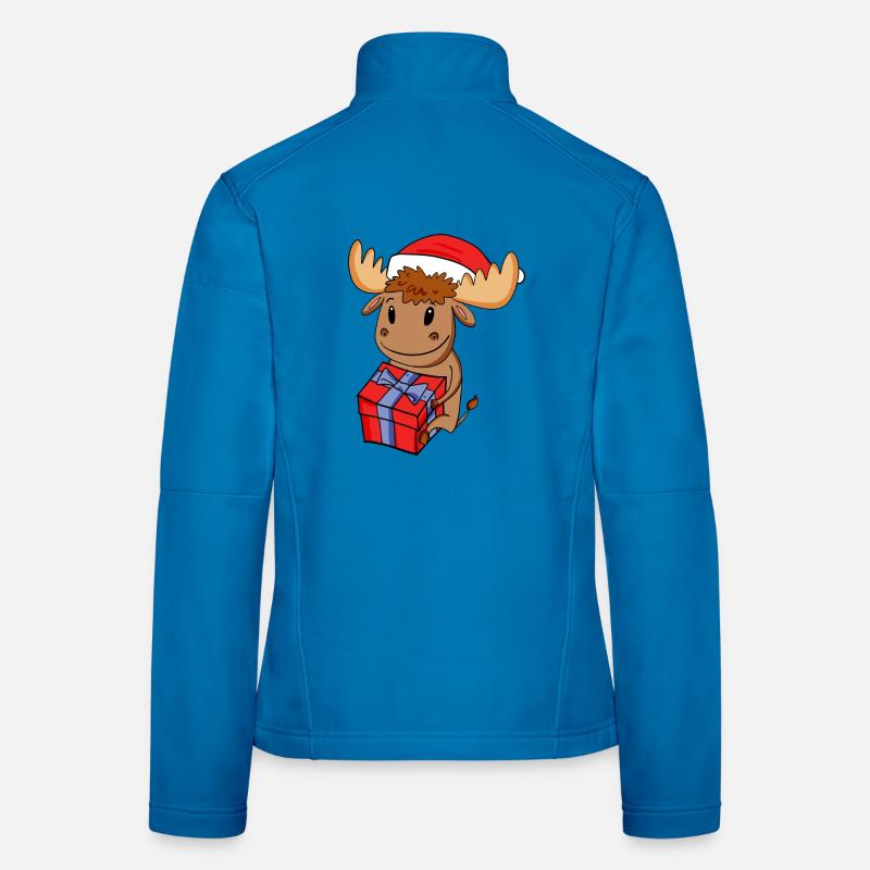 Weihnachten Elch Baby mit Geschenk Frauen Softshelljacke