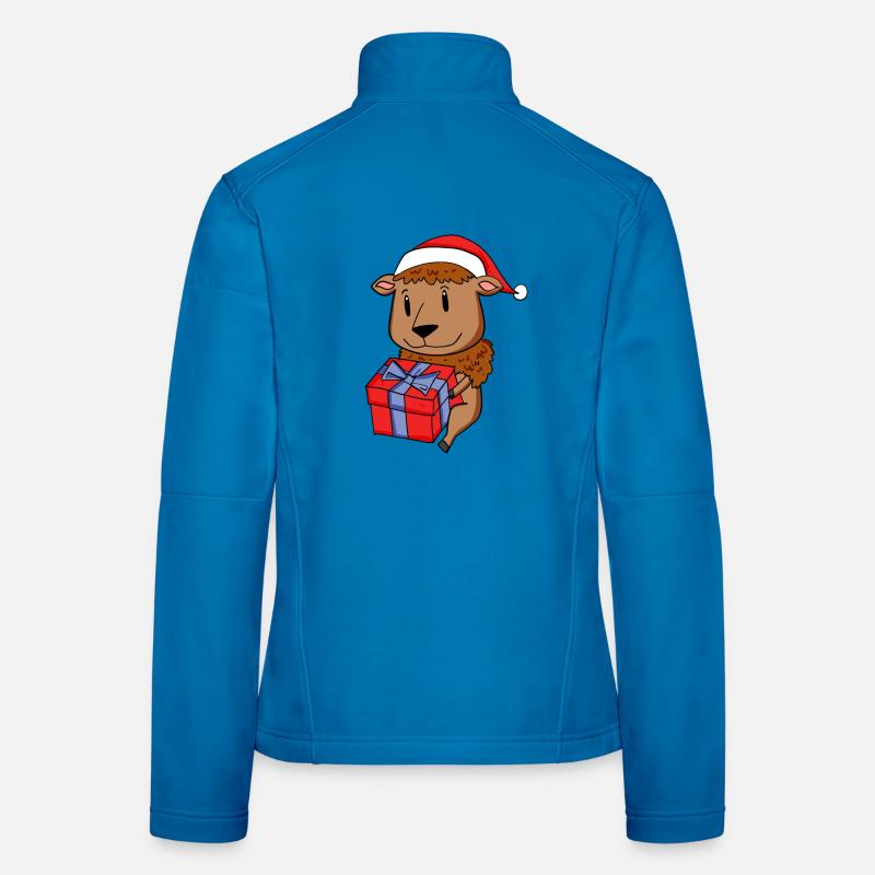 Christmas Bison Baby with gift Women's Softshell Jacket