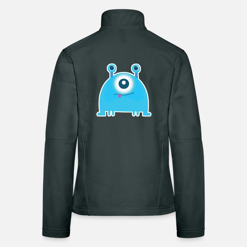 Monstre borgne mignon | Drôle d’extraterrestre bleu Chibi Veste en tissu softshell Femme