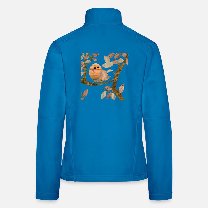 Vogel im Baum - Holz - Frauen Softshelljacke - Lichtblau