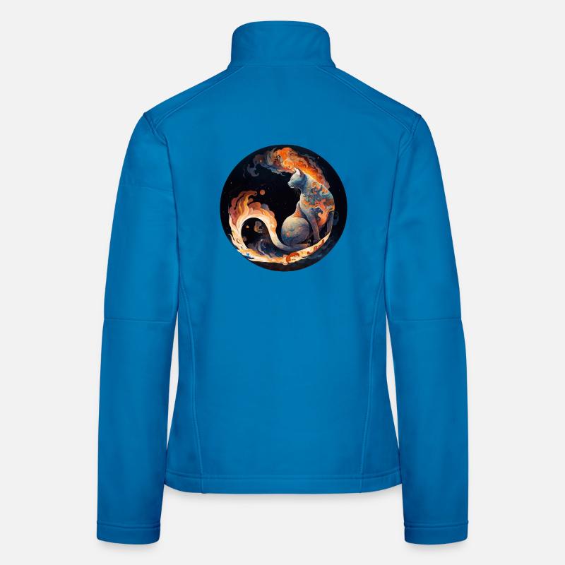 Fiery cat magic in constellation design Women's Softshell Jacket