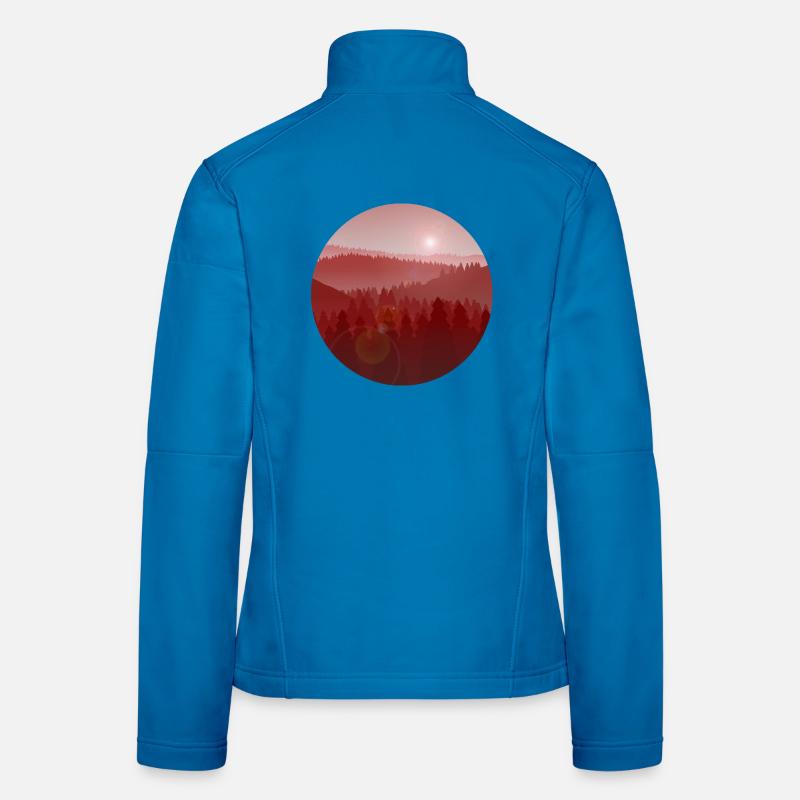 Sunset in pine forest Women's Softshell Jacket