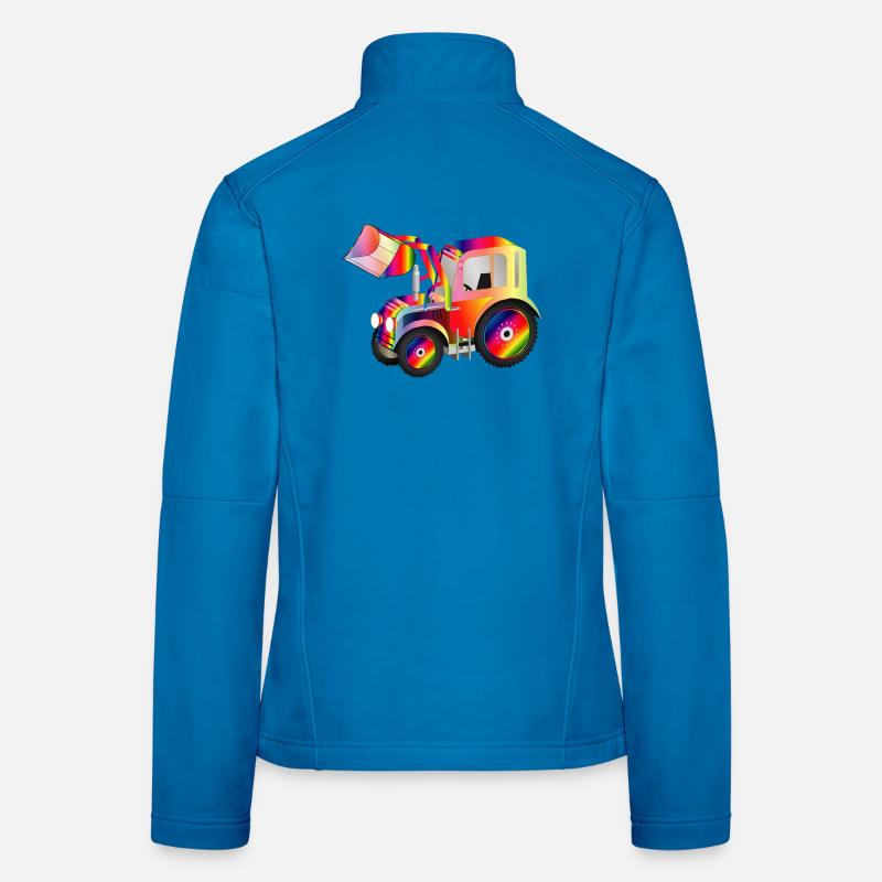 Tractor front loader in bright rainbow colors Women's Softshell Jacket