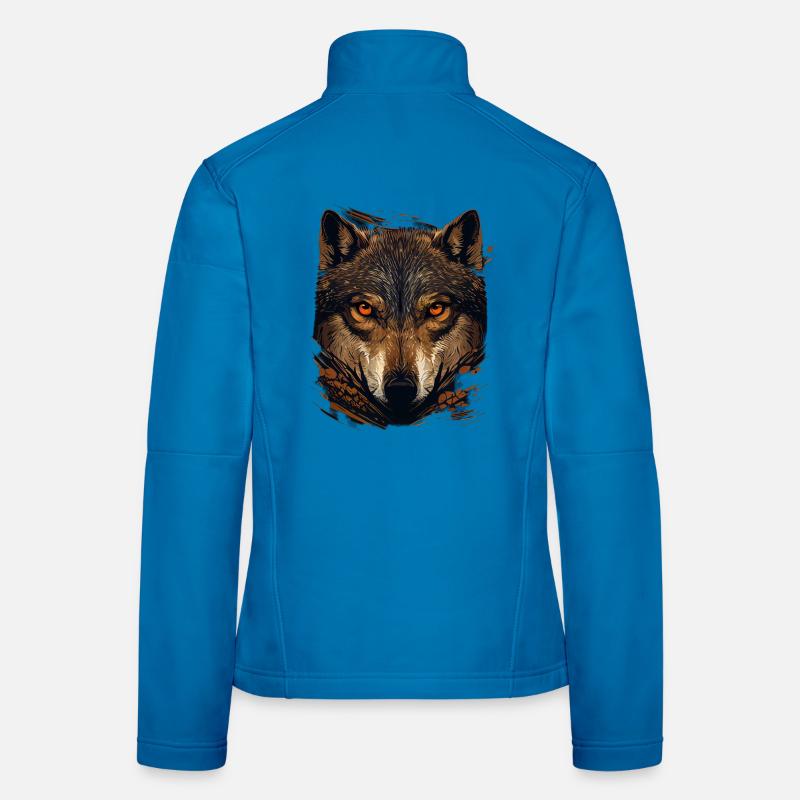Wolfsblick im Herbstwald Frauen Softshelljacke