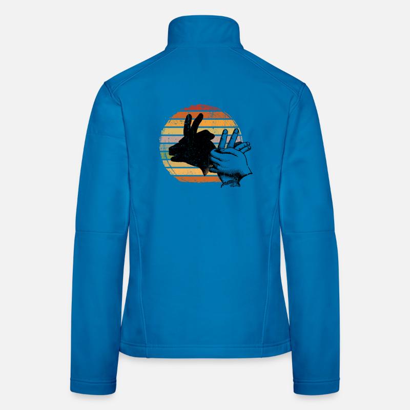 Silhouette rétro du signe de paix du coucher de soleil Veste en tissu softshell Femme