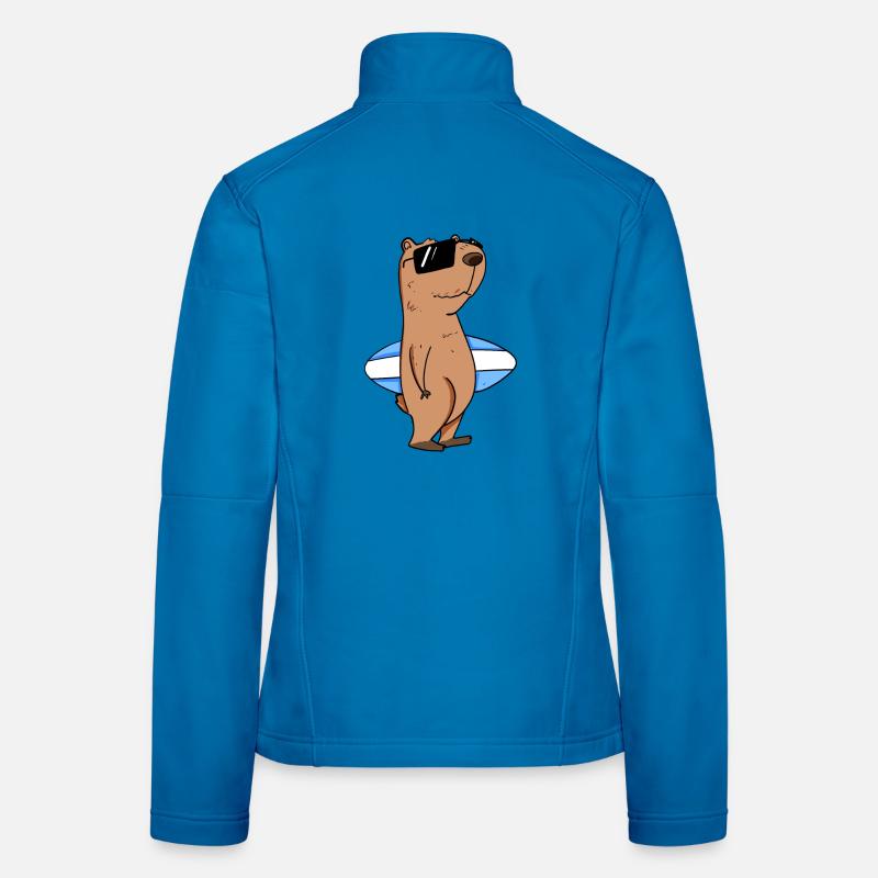 Motif de surfeur Capybara capybara Veste en tissu softshell Femme